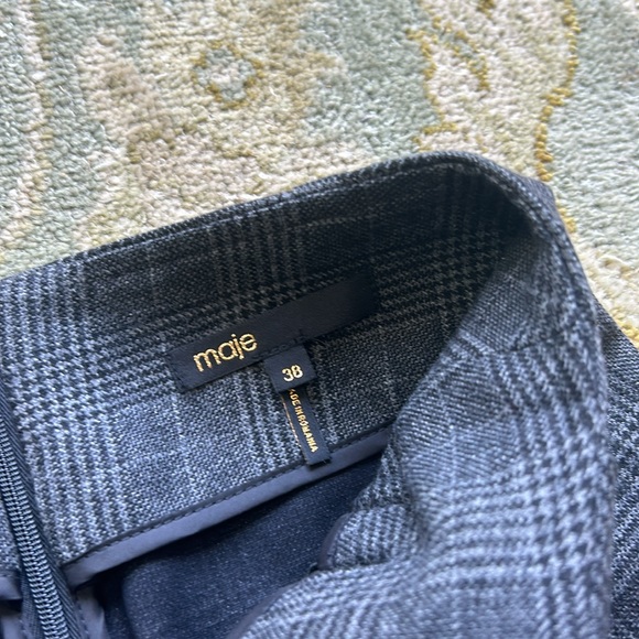 Maje Grey Houndstooth Pleated Mini Skirt - Small - Picture 6 of 6